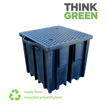 Recycled IBC Spill Pallet with Grid - 4 Way Forklift Access